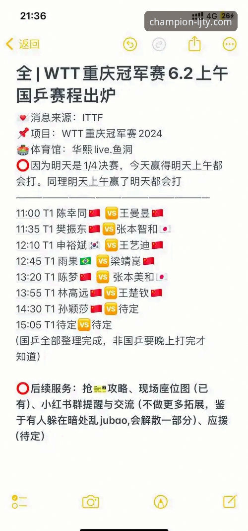 WTT重庆冠军赛男单决赛复盘与乐竞体育平台观赛指南